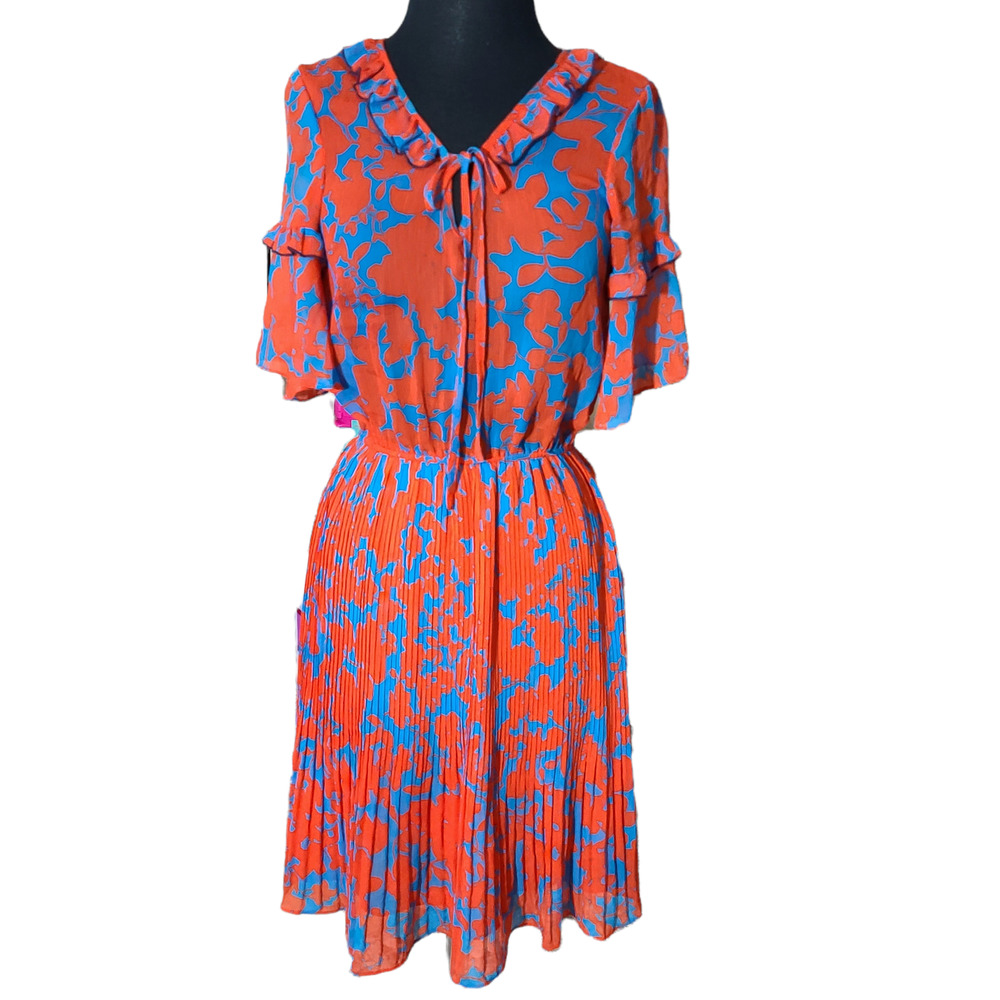 H&M Orange and Blue Floral Midi Dress